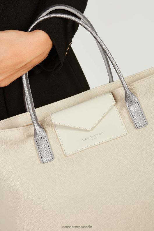 Women Large Tote Bag Maya Lightweight 4J6H721 Bag Beige-Ecru-Or Rose Lancaster Paris
