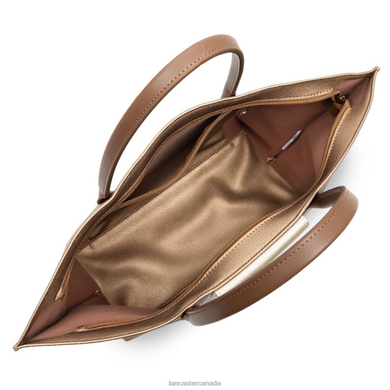 Women Large Tote Bag Maya Lightweight 4J6H726 Bag Cuivre-Champagne-Vison Lancaster Paris