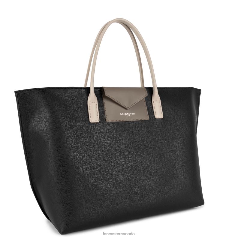 Women Large Tote Bag Maya Lightweight 4J6H727 Bag Noir-Taupe-Galet Rose Lancaster Paris