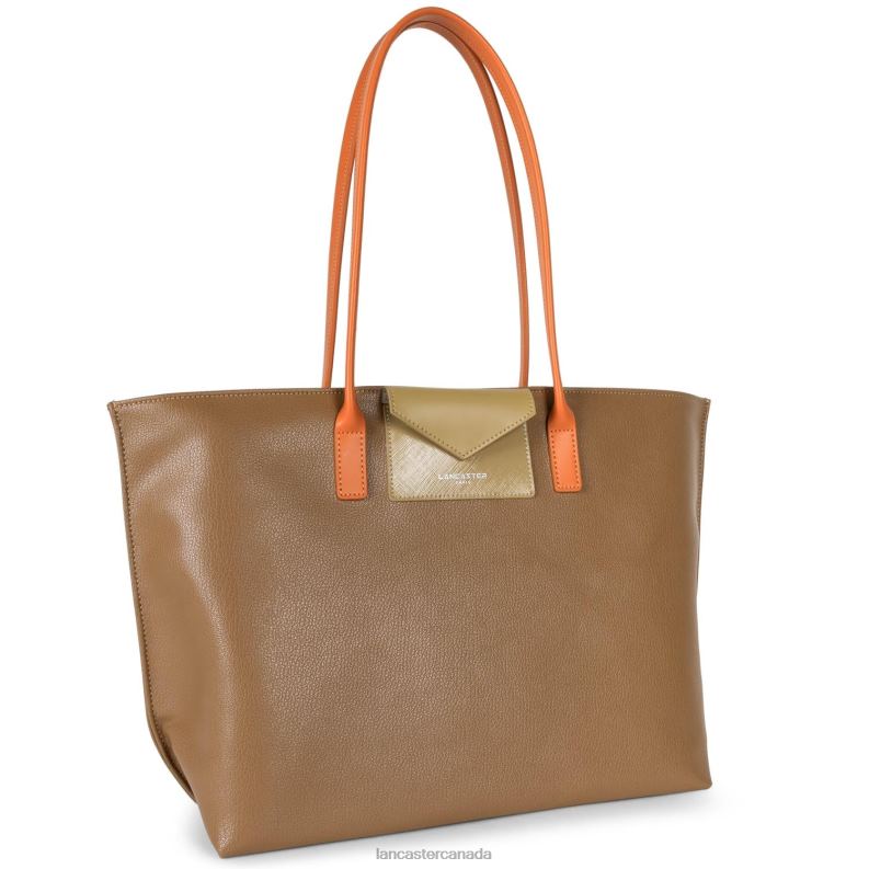 Women Large Tote Bag Maya New 4J6H699 Bag Camel-Naturel-Orange Lancaster Paris