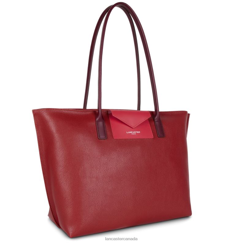 Women Large Tote Bag Maya New 4J6H707 Bag Carmin-Framboise-Pourpre Lancaster Paris