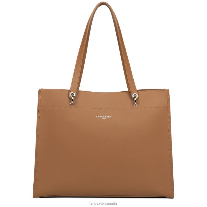 Women Large Tote Bag Pur & Element City 4J6H4174 Bag Camel-In-Champagne Lancaster Paris