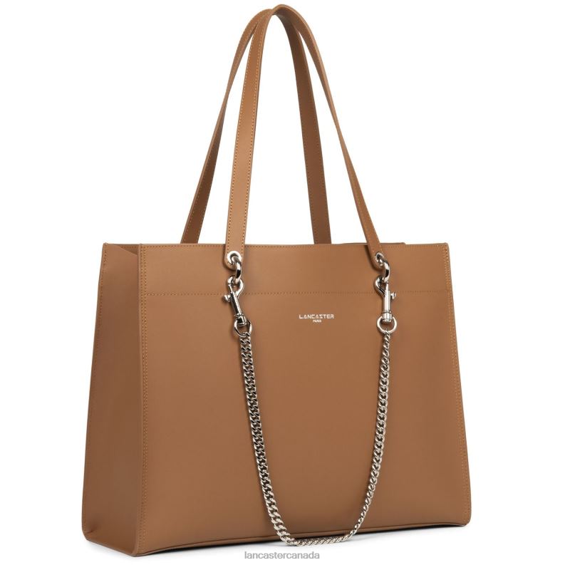 Women Large Tote Bag Pur & Element City 4J6H4180 Bag Camel-In-Champagne Lancaster Paris