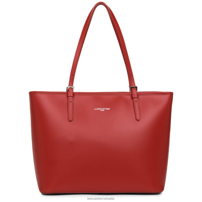 Women Large Tote Bag Smooth 4J6H3124 Bag Rouge Lancaster Paris