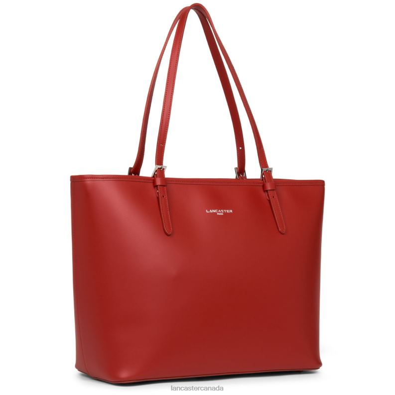 Women Large Tote Bag Smooth 4J6H3124 Bag Rouge Lancaster Paris