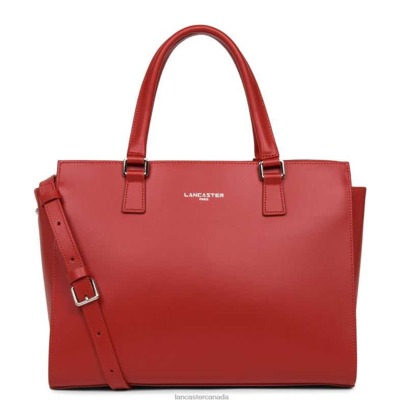 Women Large Tote Bag Smooth 4J6H3142 Bag Rouge Lancaster Paris