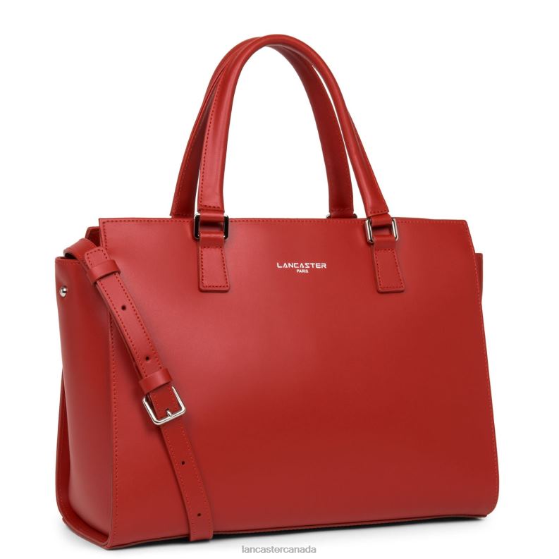 Women Large Tote Bag Smooth 4J6H3142 Bag Rouge Lancaster Paris