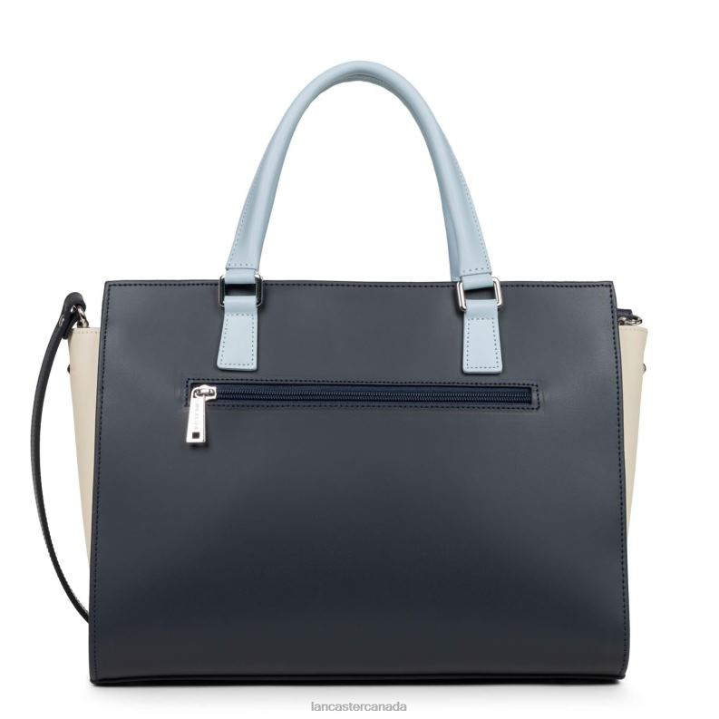 Women Large Tote Bag Smooth 4J6H3157 Bag Bleu Fonce-Ecru-Bleu Ciel Lancaster Paris