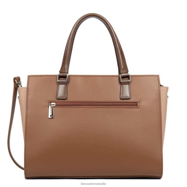 Women Large Tote Bag Smooth 4J6H3158 Bag Vison-Nude Fonce-Marron Lancaster Paris