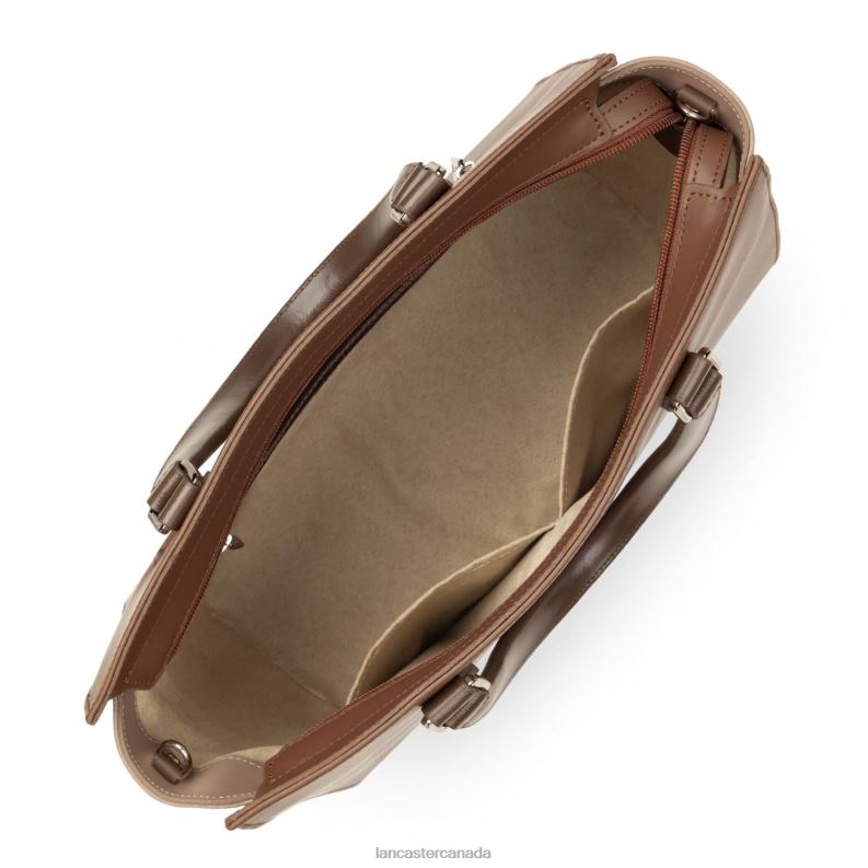 Women Large Tote Bag Smooth 4J6H3158 Bag Vison-Nude Fonce-Marron Lancaster Paris