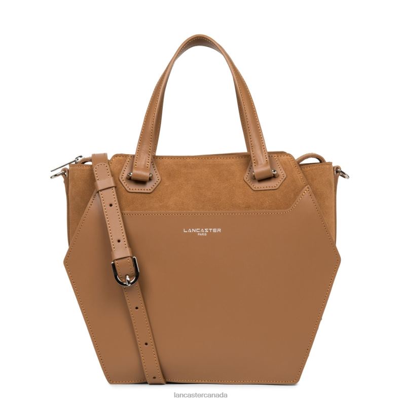 Women Large Tote Bag Smooth Ruche 4J6H3519 Bag Camel Lancaster Paris
