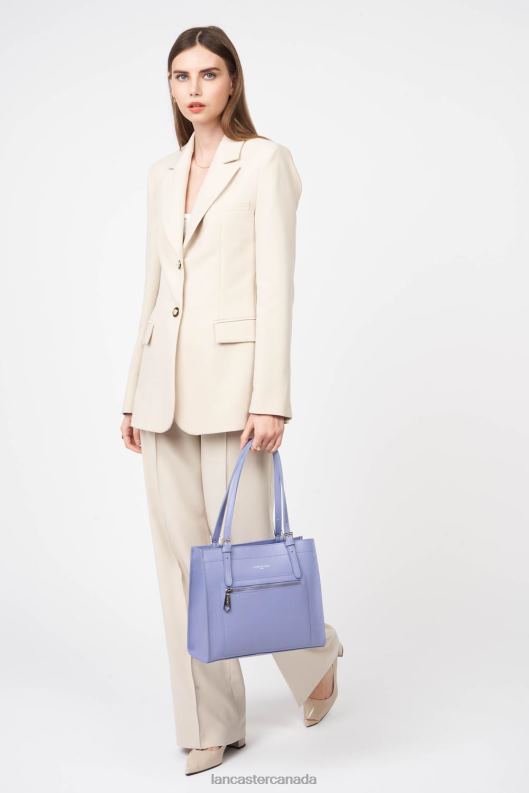 Women M Tote Bag Foulonne Double 4J6H2883 Bag Lavande-In-Ecru Lancaster Paris