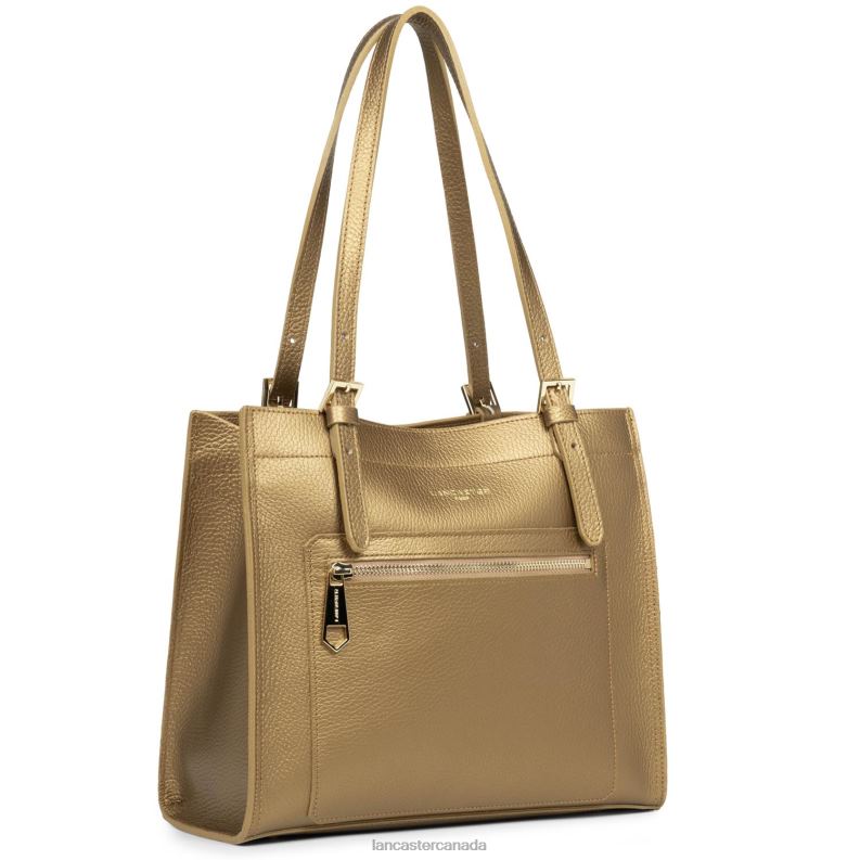 Women M Tote Bag Foulonne Double 4J6H2900 Bag Gold Antic-In-Naturel Lancaster Paris