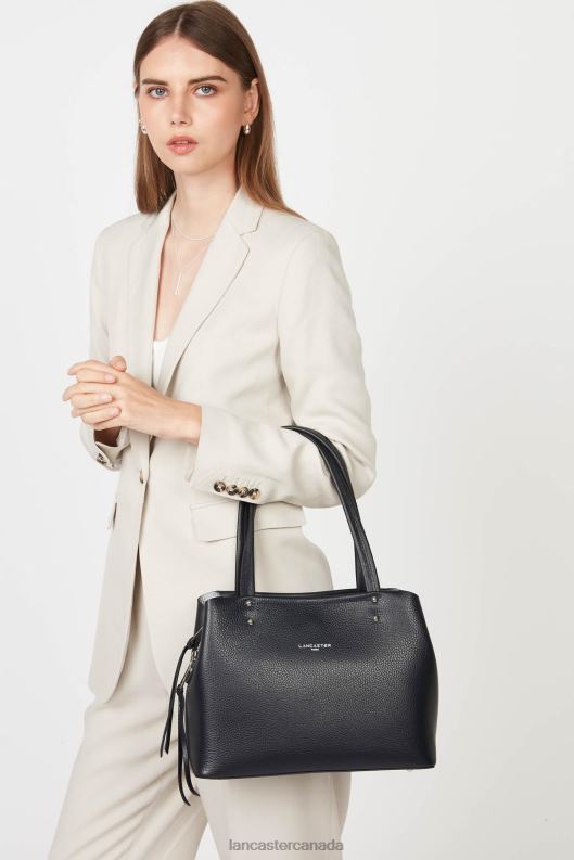 Women M Tote Bag Foulonne Double 4J6H2928 Bag Bleu Fonce-In-Argent Lancaster Paris