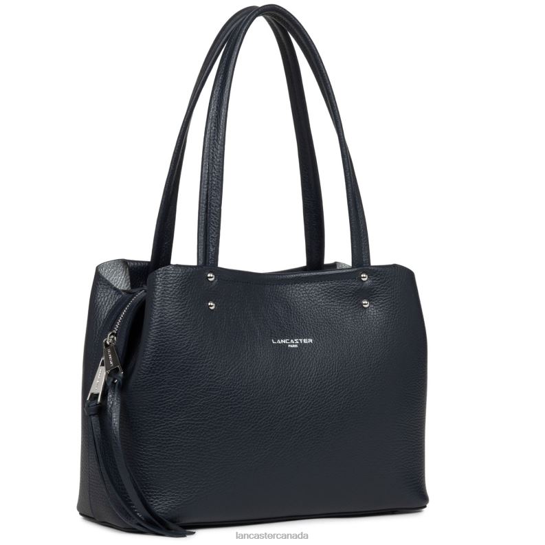 Women M Tote Bag Foulonne Double 4J6H2928 Bag Bleu Fonce-In-Argent Lancaster Paris