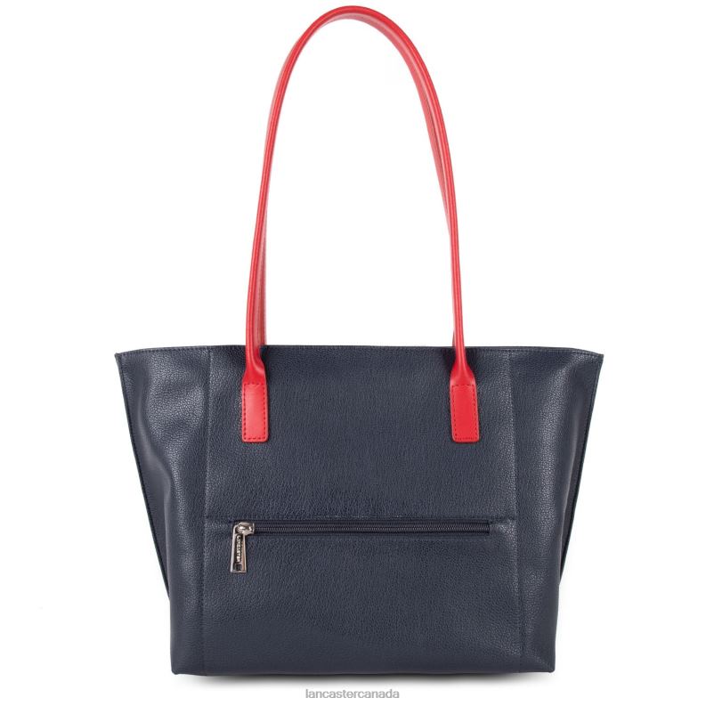 Women M Tote Bag Maya 4J6H2843 Bag Bleu Fonce-Ecru-Rouge Lancaster Paris