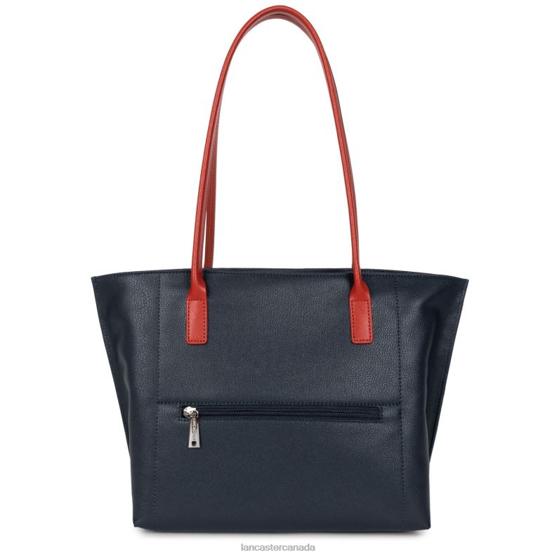 Women M Tote Bag Maya 4J6H2848 Bag Bleu Fonce-Gris Clair-Rouge Lancaster Paris