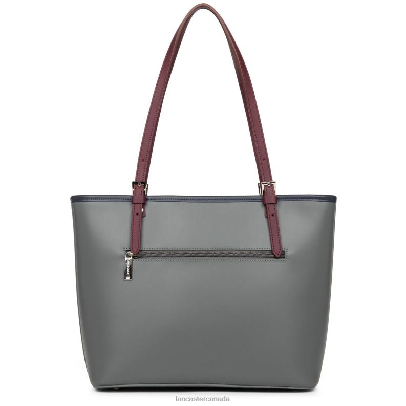 Women M Tote Bag Smooth 4J6H3115 Bag Gris Bleu Fonce-Bordeaux Lancaster Paris