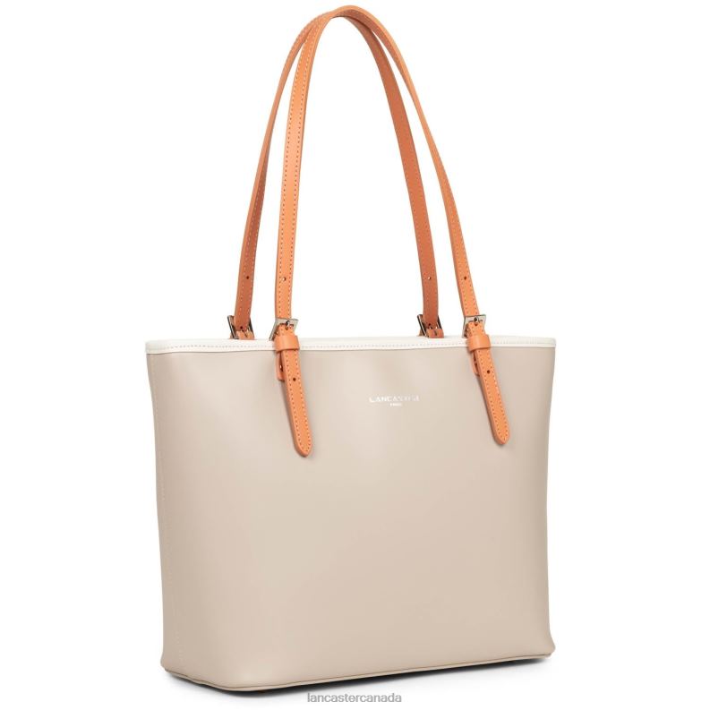 Women M Tote Bag Smooth 4J6H3120 Bag Galet Rose-Ecru-Passion Lancaster Paris