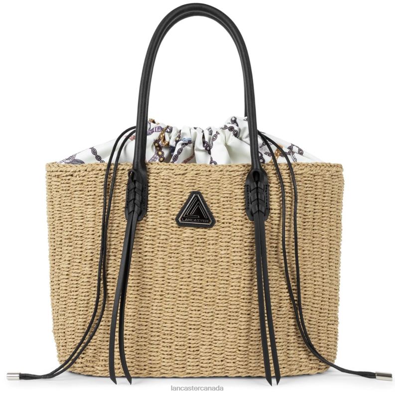 Women Tote Bag Actual Osier 4J6H4407 Bag Noir-Osier Lancaster Paris