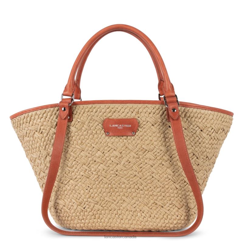 Women Tote Bag Actual Osier 4J6H4535 Bag Beige-Cognac Lancaster Paris