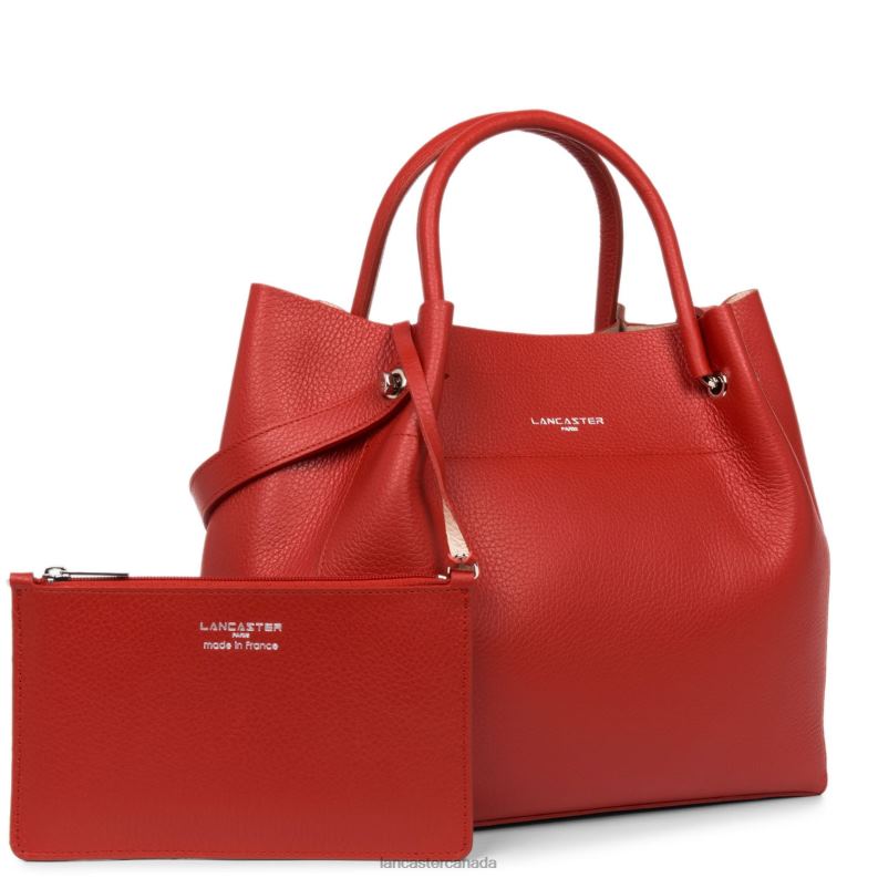 Women Tote Bag Foulonne Double 4J6H2983 Bag Rouge-In-Poudre Lancaster Paris