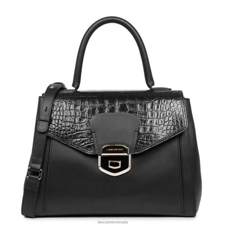 Women Tote Bag Parisienne Sophia 4J6H3607 Bag Noir Croco Lancaster Paris