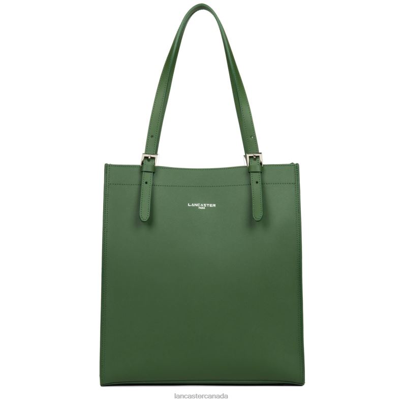 Women Tote Bag Pur & Element City 4J6H3323 Bag Vert Pin-In-Champagne Lancaster Paris