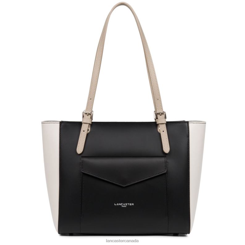 Women Tote Bag Smooth 4J6H3550 Bag Noir-Ecru-Galet Rose Lancaster Paris