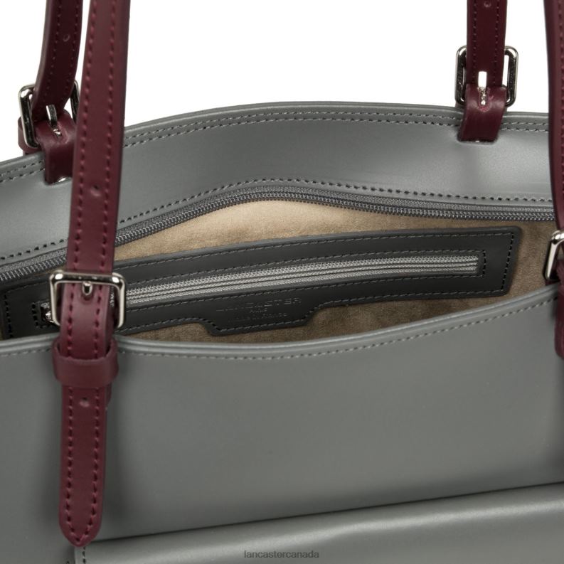 Women Tote Bag Smooth 4J6H3556 Bag Gris Bleu Fonce-Bordeaux Lancaster Paris