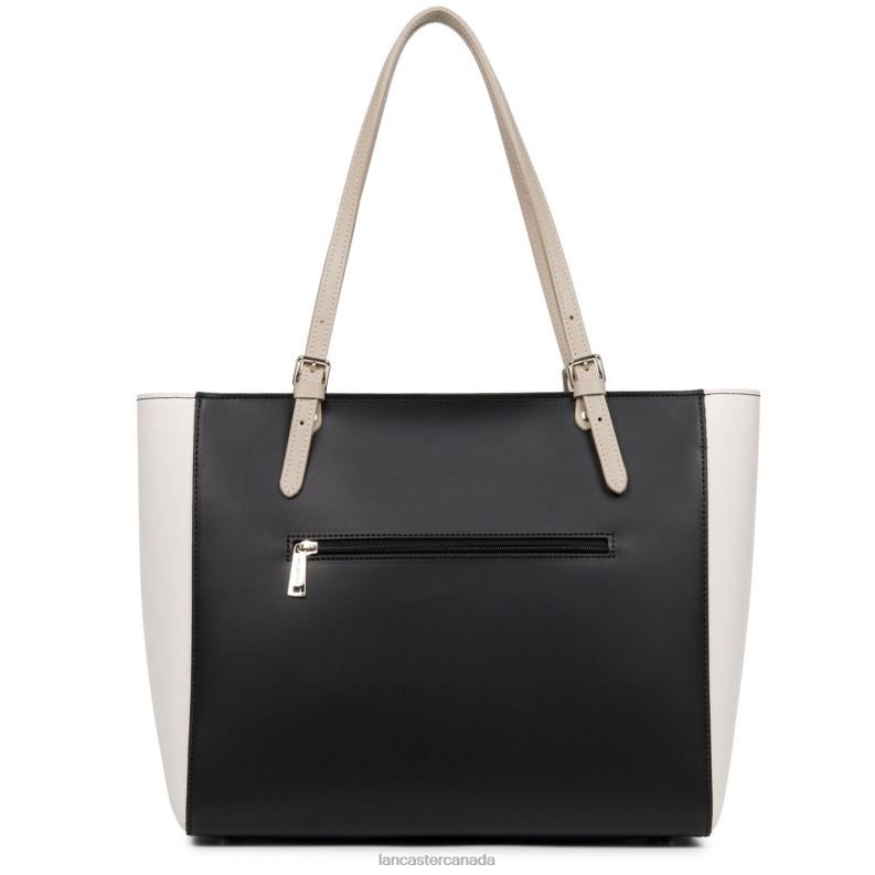Women Tote Bag Smooth New 4J6H3416 Bag Noir-Ecru-Galet Rose Lancaster Paris