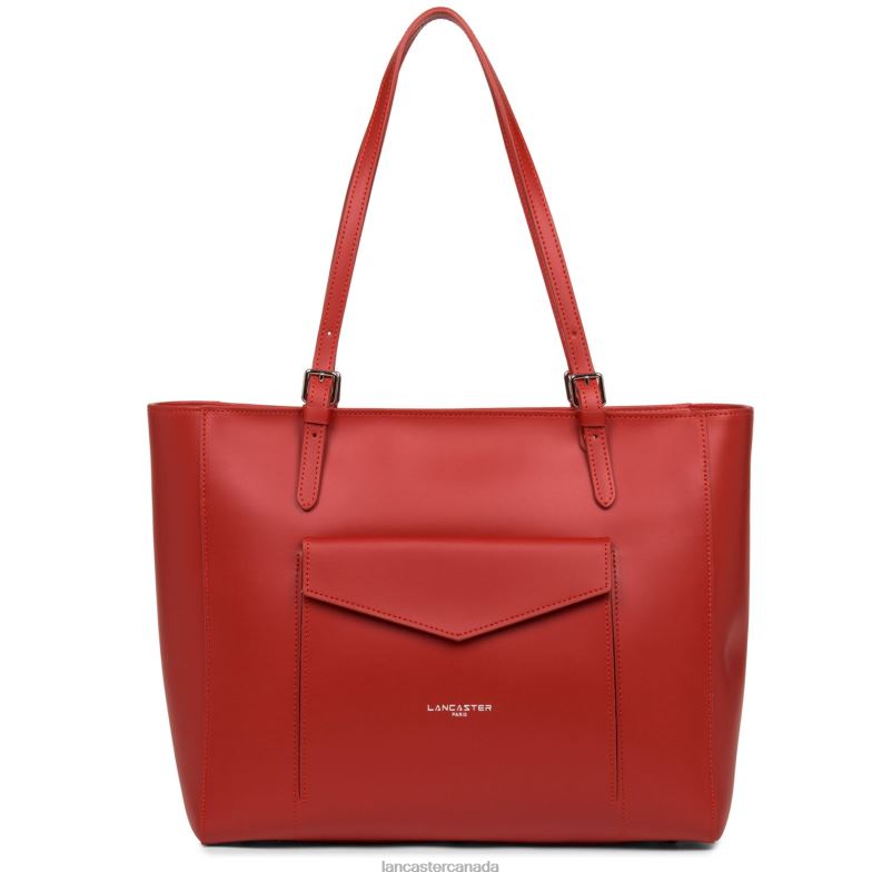 Women Tote Bag Smooth New 4J6H3418 Bag Rouge Lancaster Paris