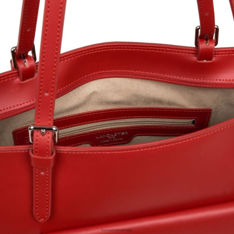 Women Tote Bag Smooth New 4J6H3418 Bag Rouge Lancaster Paris