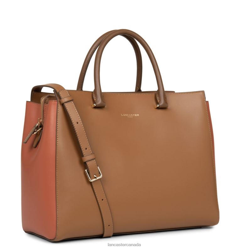 Women Tote Bag Smooth Or 4J6H3567 Bag Camel-Potiron-Vison Lancaster Paris